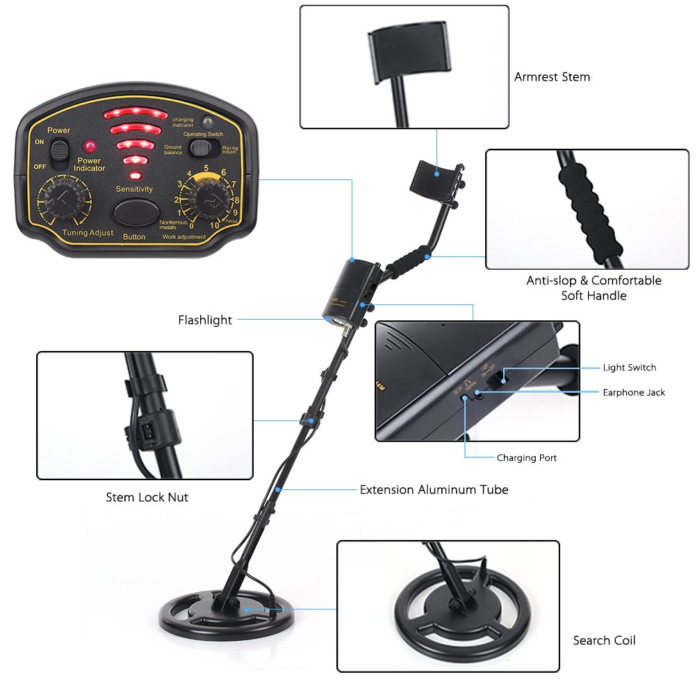 SMART SENSOR Rechargeable Professional Underground Metal Detector High Sensitivity Ground Nugget Detector Gold Digger Hunter