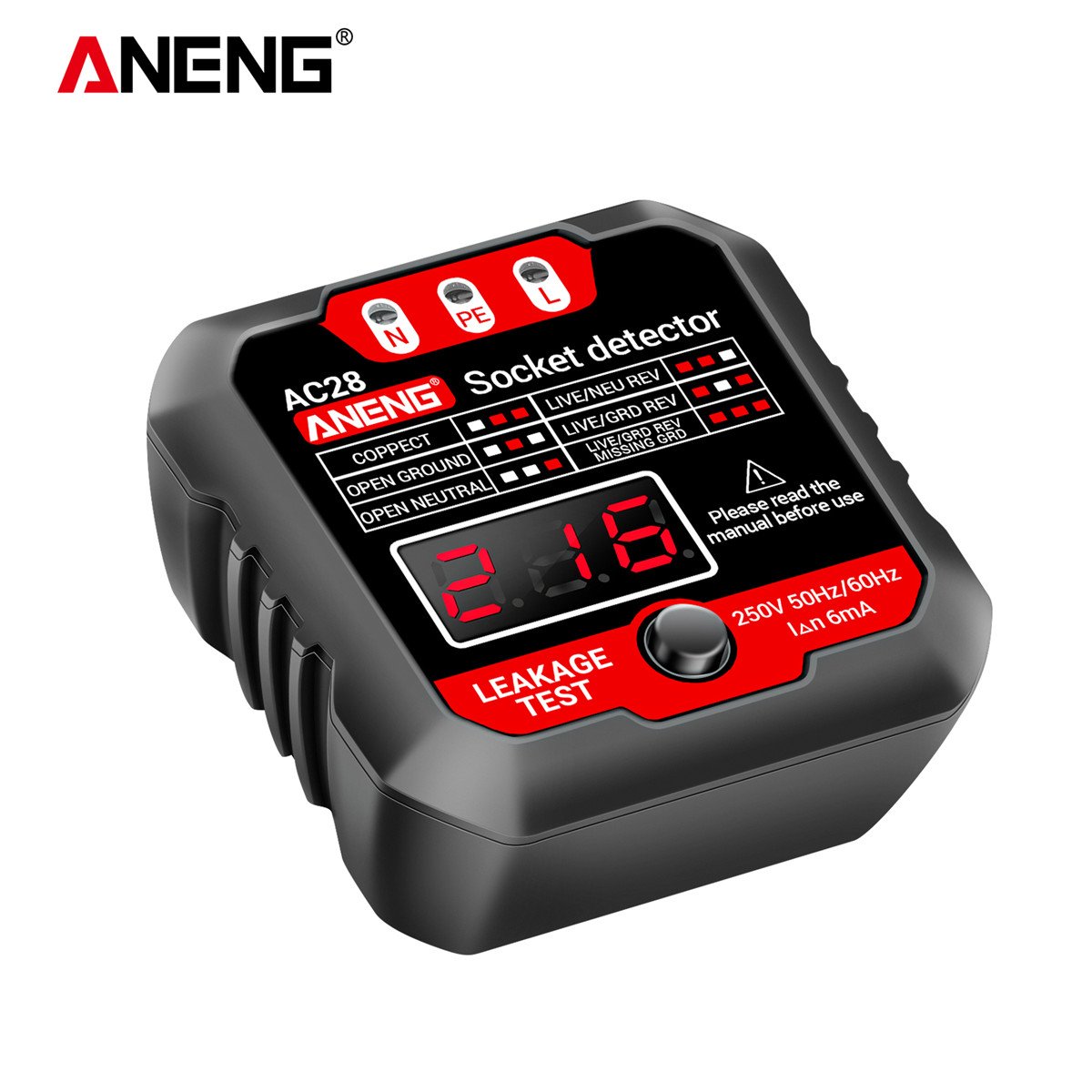 Europe type Socket Detector tester PHASE METER with voltage really time voltage display AC28BU
