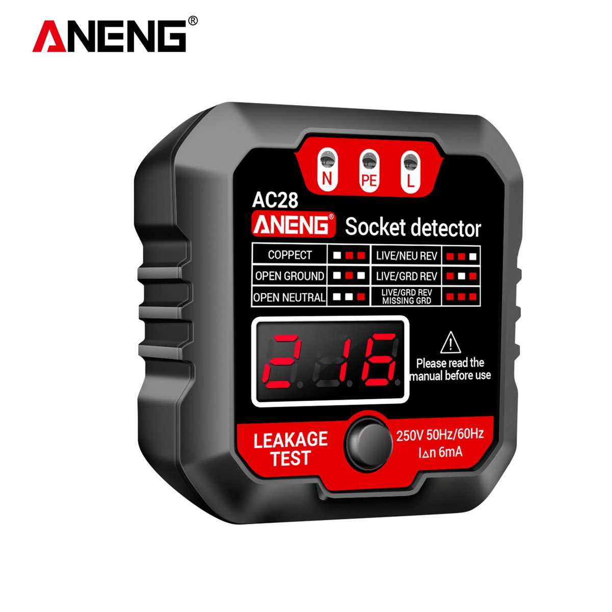 Europe type Socket Detector tester PHASE METER with voltage really time voltage display AC28BU