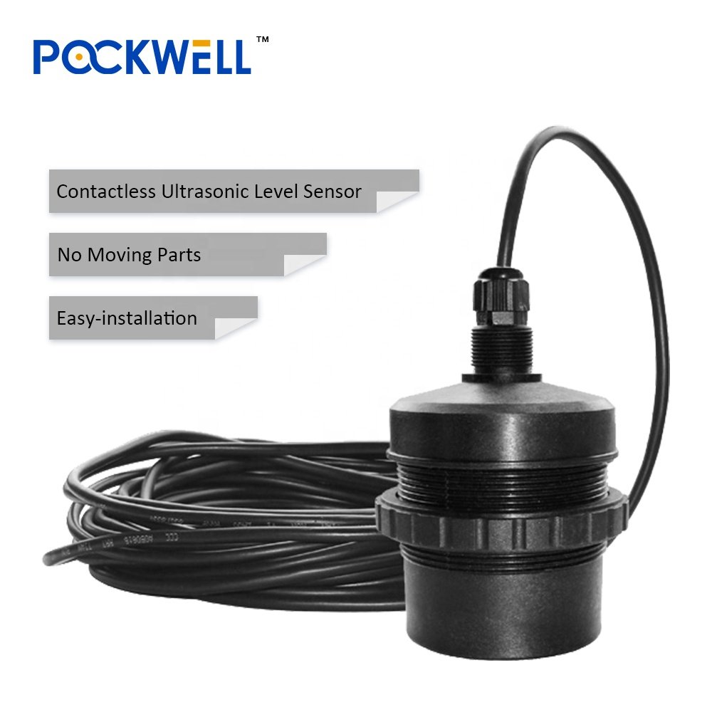 Pockwell OEM low price 4-20ma 0-5V RS485 IP67 ultrasonic level transmitter water level sensor