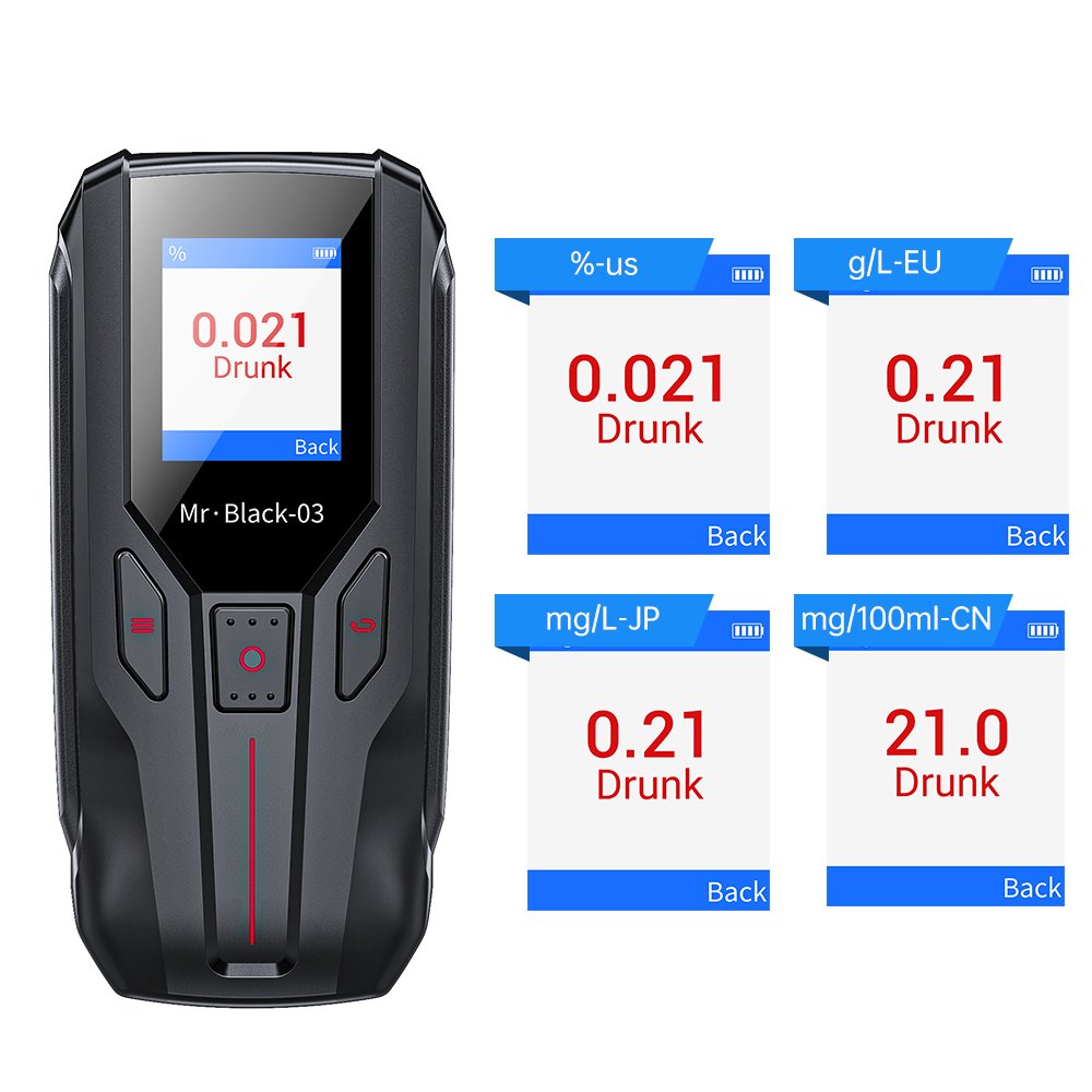 Electrochemical (fuel Cell) LCD Display Alcohol breath Tester Breathalyzer Detector with CE RoHS PSE Certificate Mr Black 03