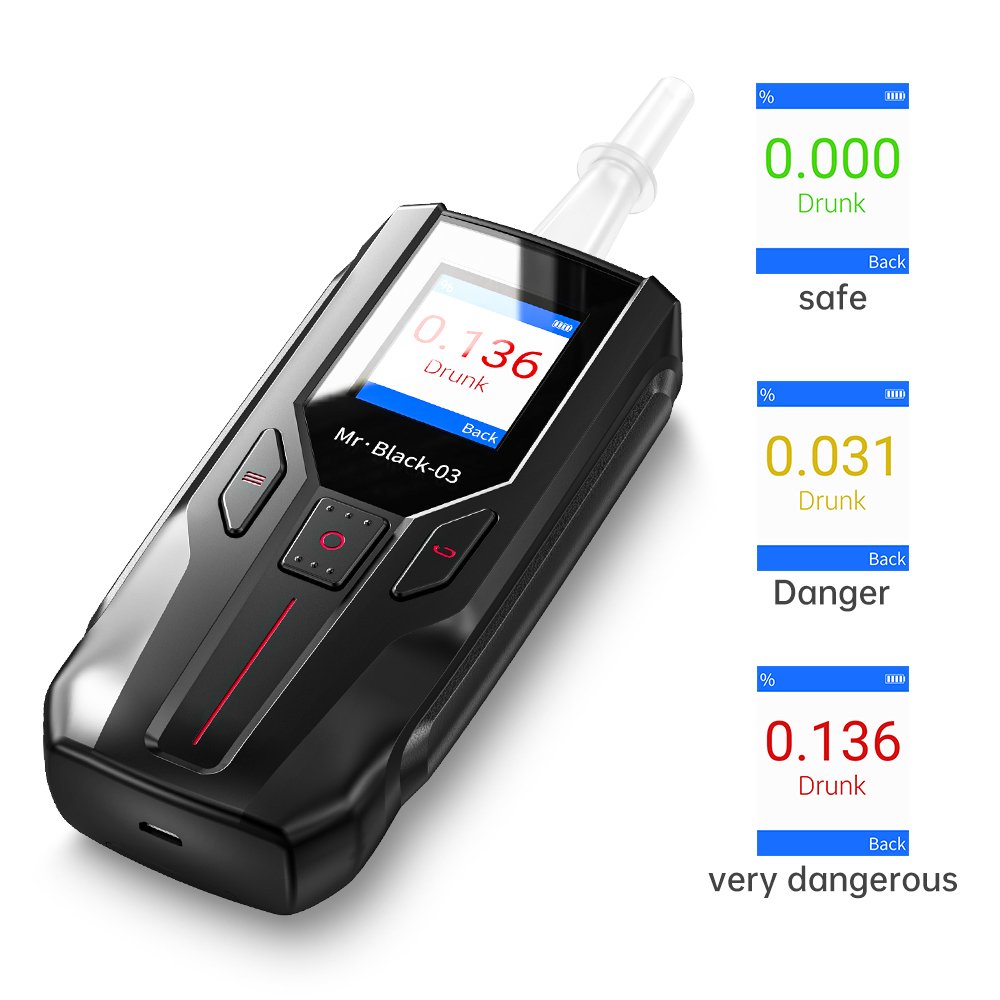 Electrochemical (fuel Cell) LCD Display Alcohol breath Tester Breathalyzer Detector with CE RoHS PSE Certificate Mr Black 03
