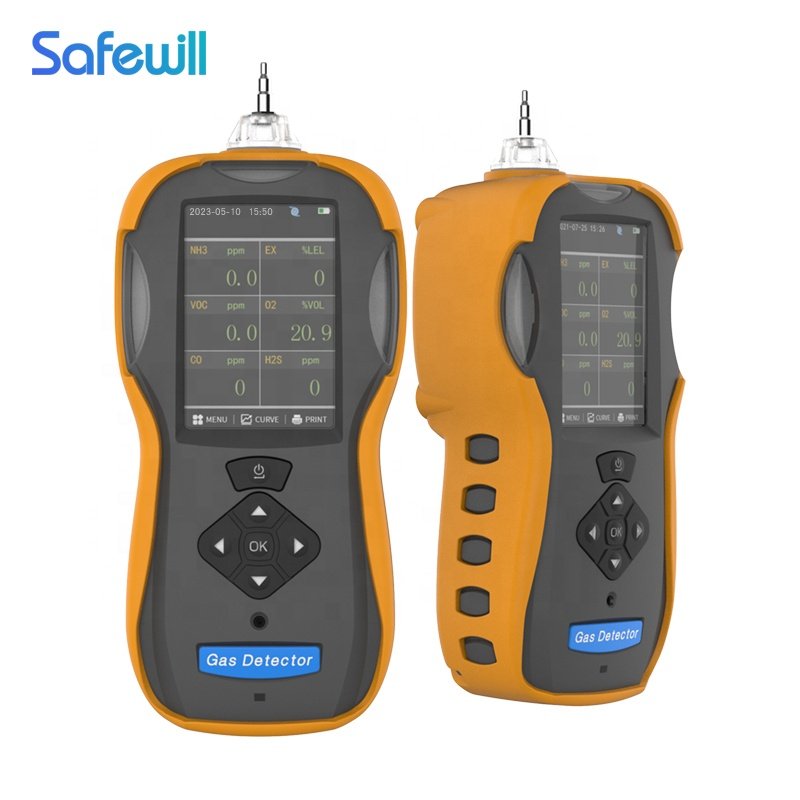 SafewilL Industrial Gas Leak Detector 6 Gas Detector Tester LCD Display Sound Light Shock Benzene Gas Detector