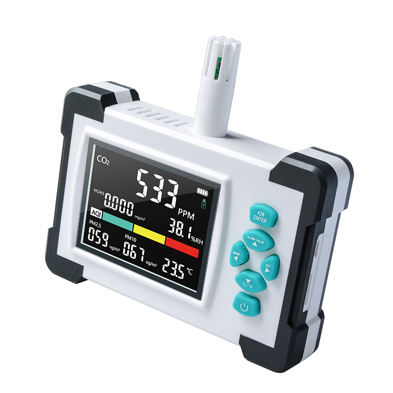 7 in 1 air quality detector Indoor Ndir sensor Alarm Air Quality Co2 Monitor Detector Gas Analyzers PM TVOC HCHO Co2 Meter