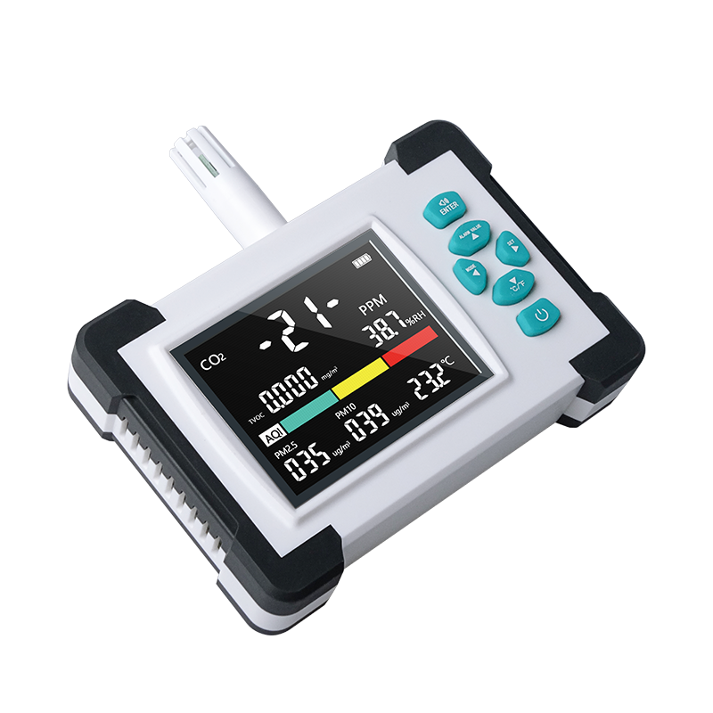 7 in 1 air quality detector Indoor Ndir sensor Alarm Air Quality Co2 Monitor Detector Gas Analyzers PM TVOC HCHO Co2 Meter