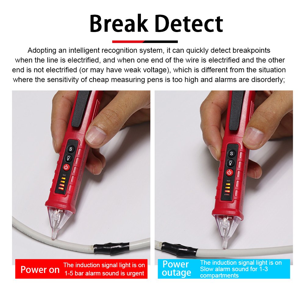 PZ8909 12-1000v AC Voltage Detector Non-contact Multifunctional Sound and Light Alarm Intelligent Voltage Sensing Test Pen