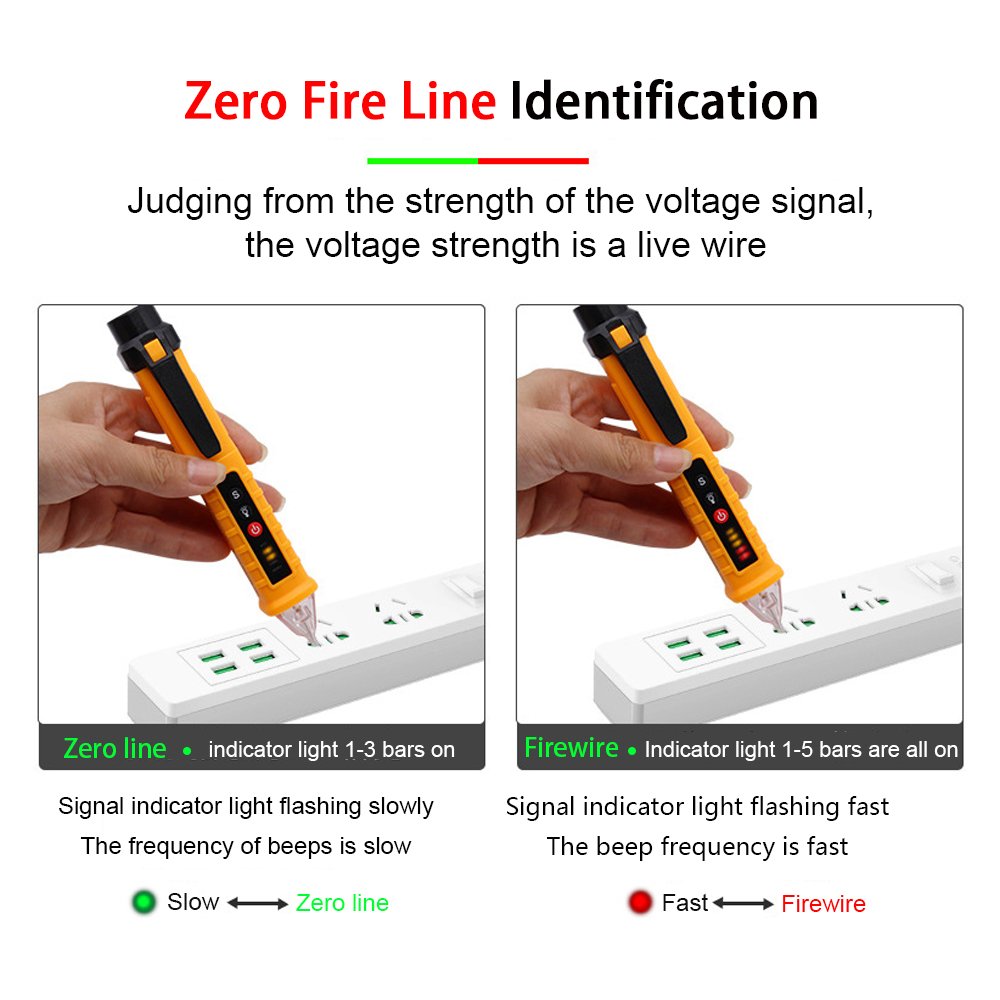 PZ8909 12-1000v AC Voltage Detector Non-contact Multifunctional Sound and Light Alarm Intelligent Voltage Sensing Test Pen