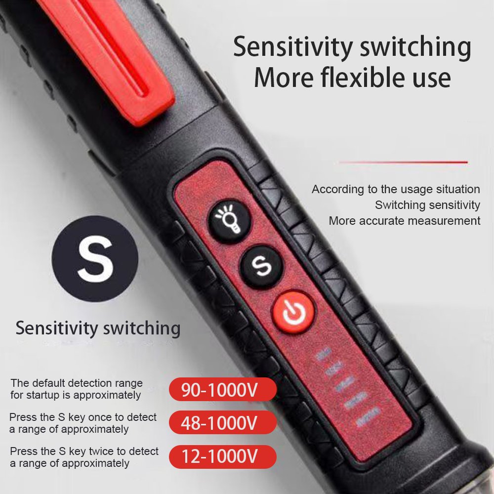 PZ8909 12-1000v AC Voltage Detector Non-contact Multifunctional Sound and Light Alarm Intelligent Voltage Sensing Test Pen
