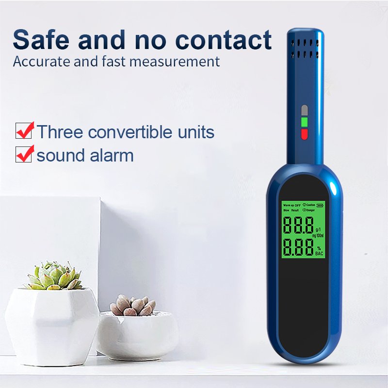 LED Digital Display Alcohol Meter Semiconductor Sensor Blue Alcohol Detector Fast Response Professional Drunk Driving Alcohol