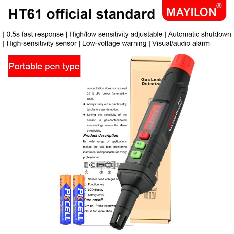 1000ppm Mini Combustible Gas Leak Detector MAYILON HT61 Gas Analyser with High Sensitivity Mini Combustnatible Gas Leak