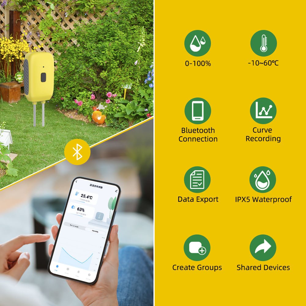 Soil Meter Smart Tuya Bluetooth Detector Tester Temperature Humidity Measuring Instrument Soil Moisture Meter
