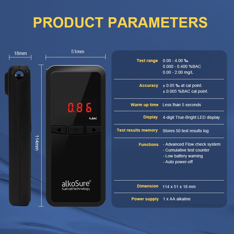 Hot sale low cost portable highest accuracy Fuel cell LED display alcohol tester