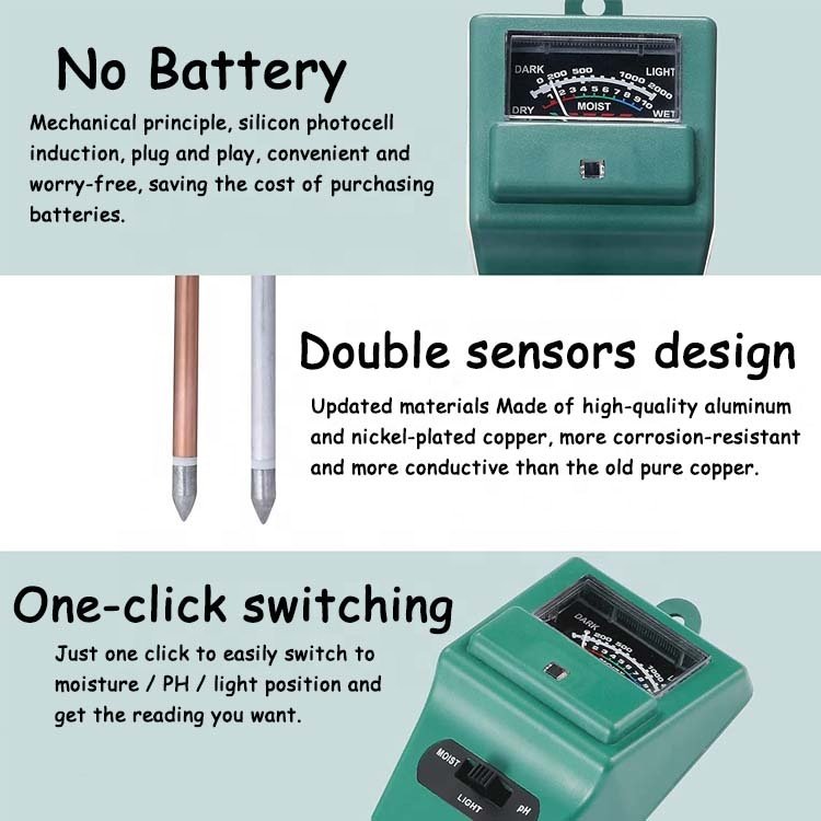 Soil Moisture Meter 3-in-1 Soil Moisture Light pH Tester Gardening Tool Kits for Plant Care Great for Home Use Garden