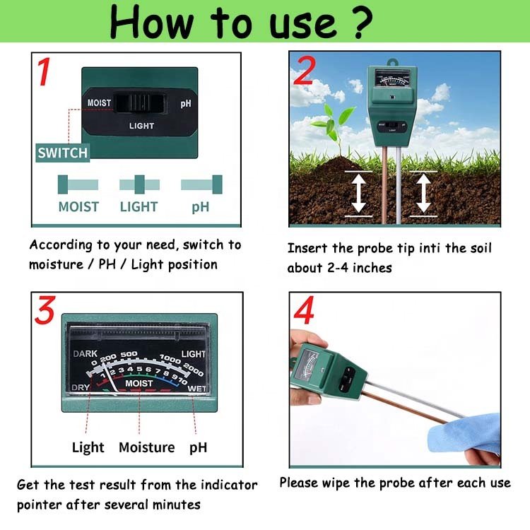Soil Moisture Meter 3-in-1 Soil Moisture Light pH Tester Gardening Tool Kits for Plant Care Great for Home Use Garden