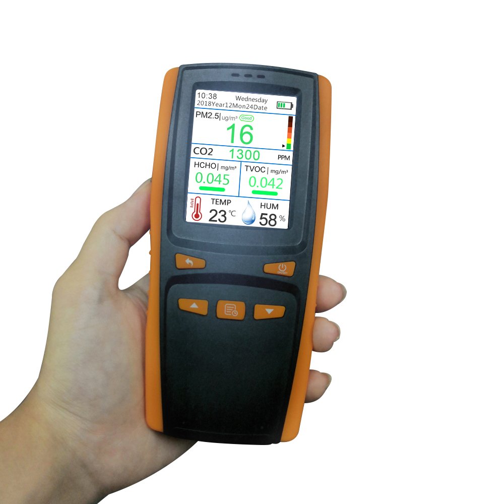 Hot Portable CO2 PM2.5 TVOC Air Quality Monitor Handheld NDIR Sensor ABS Rechargeable Formaldehyde Temperature Tester Meter