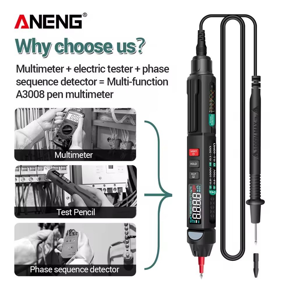 ANENG A3008 Smart Sensor Contact tester 6000 Count contactless voltmeter Digital multimeter