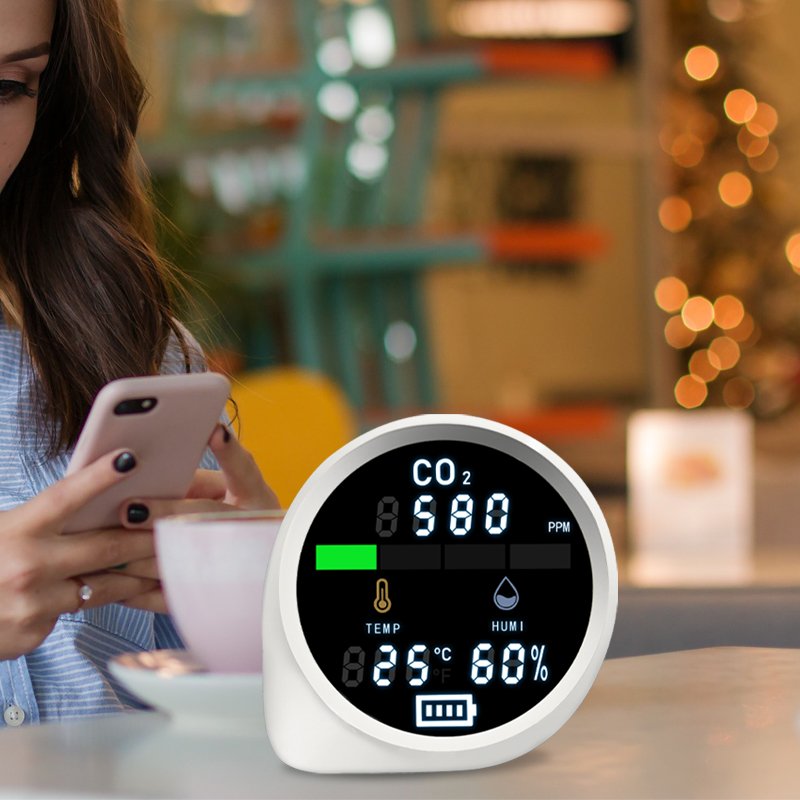 Home Use Smart Air Quality Monitor Infrared Sensor Carbon Dioxide Meter CO2 Detector Temperature Humidity Tester with Alarm