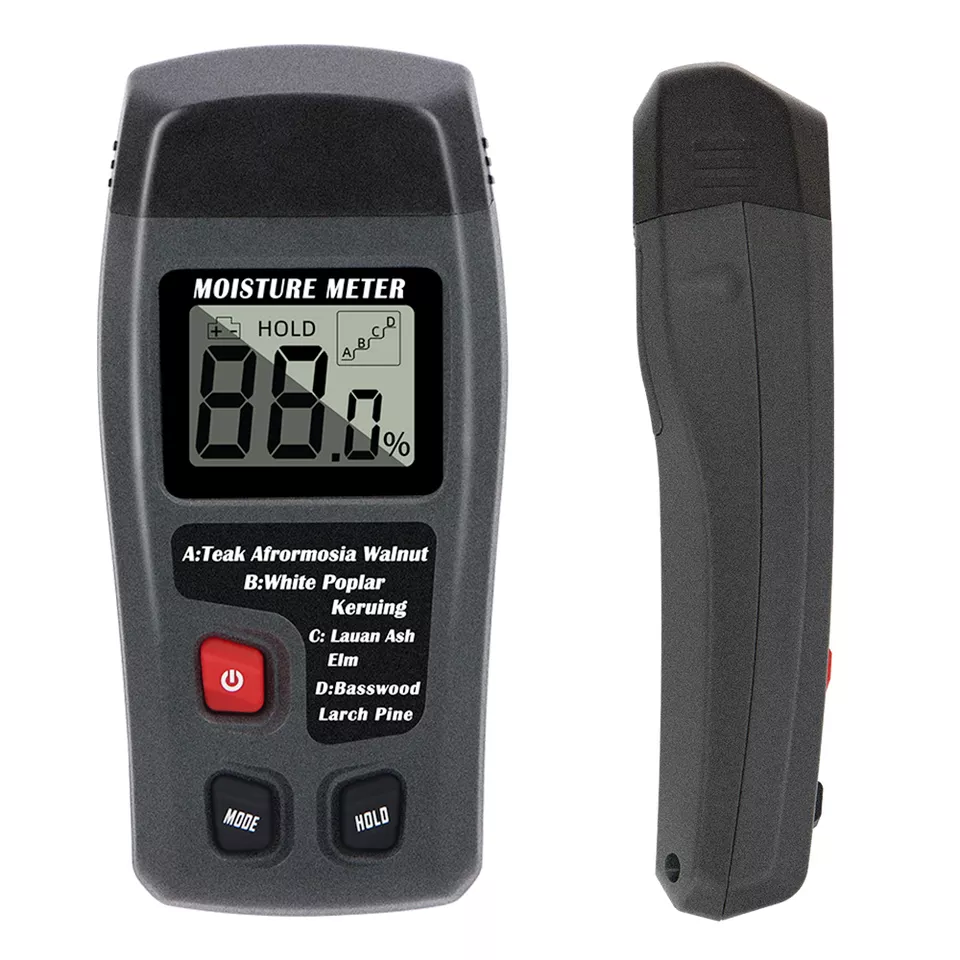 Two Pins 0-99.9% Digital Wood Moisture Meter Humidity Tester Hygrometer Timber Damp Detector sense with Large LCD Display