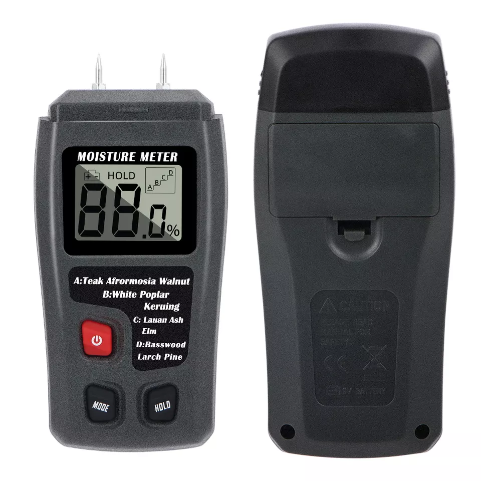 Two Pins 0-99.9% Digital Wood Moisture Meter Humidity Tester Hygrometer Timber Damp Detector sense with Large LCD Display