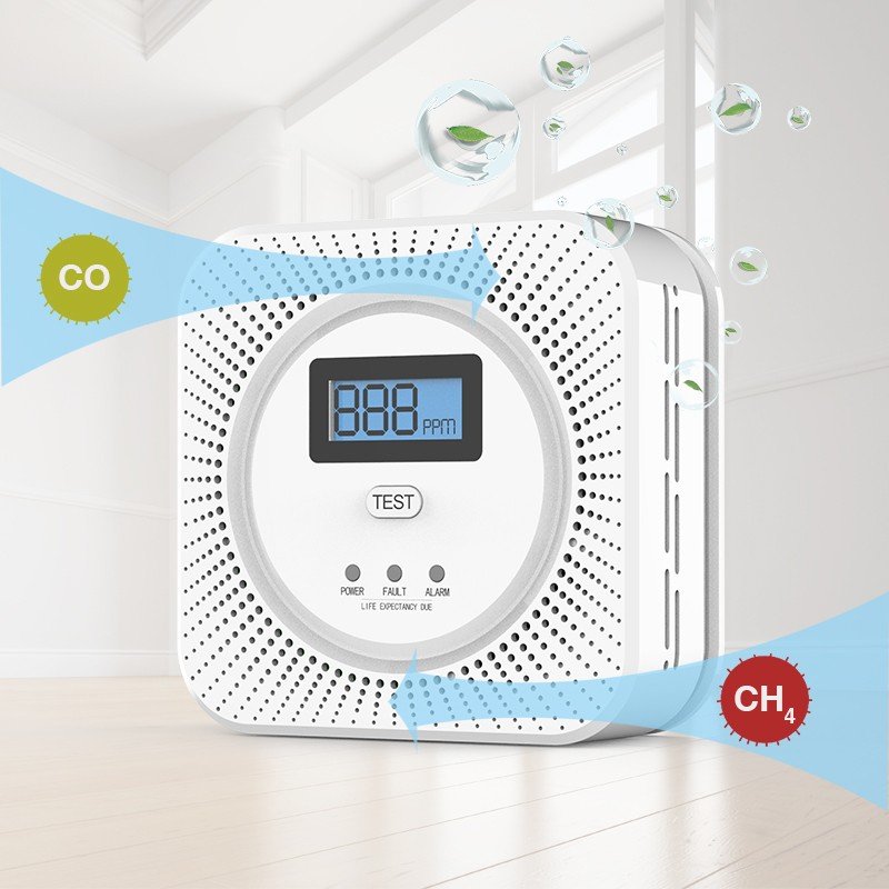 Safewill Hot Selling Wifi Smart Home Air Monitor CO alarm CH4 Gas Detector 2 in1 CO Gas Leak Detector with Tuya