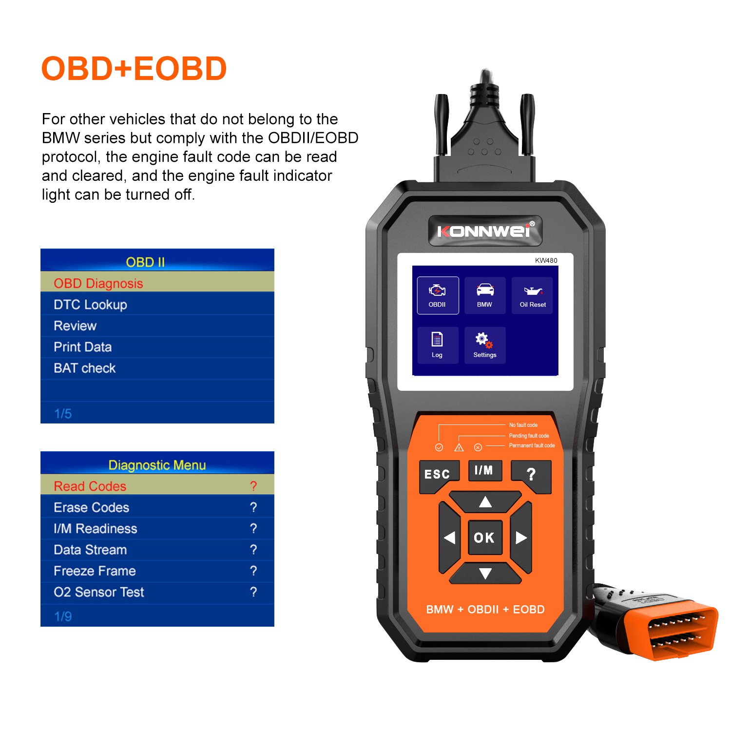 Ready to Ship Handheld KONNWEI KW480 Diagnostic Scanner for BMW full system fault detector tester automotriz automobile tools