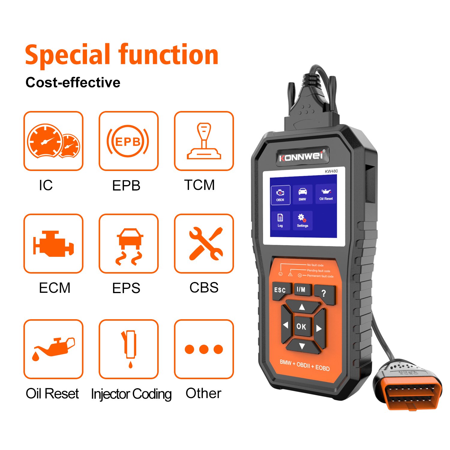 Ready to Ship Handheld KONNWEI KW480 Diagnostic Scanner for BMW full system fault detector tester automotriz automobile tools