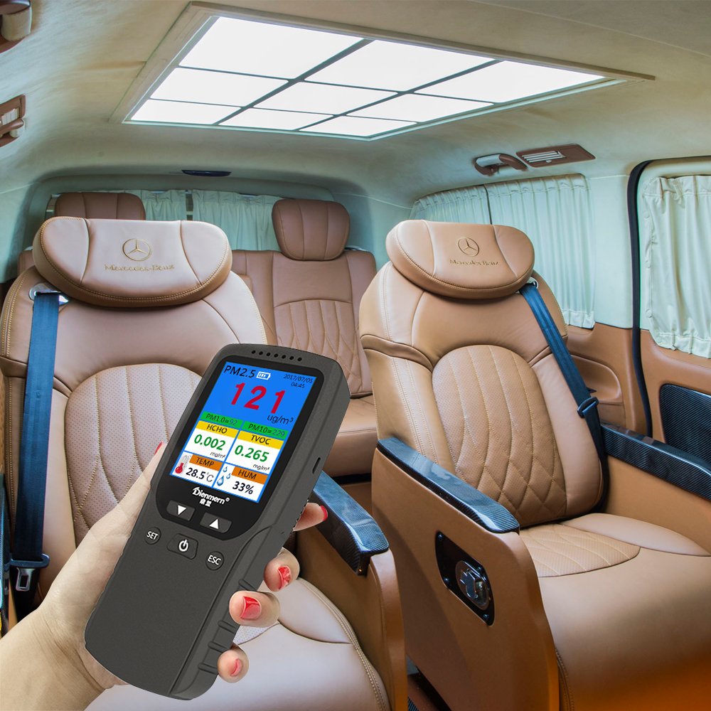Handheld Air Quality Monitor PM2.5 PM1.0 PM10 HCHO TVOC Gas Analyzer Indoor/Outdoor PM2.5 Gas Detector Digital Tester Meter