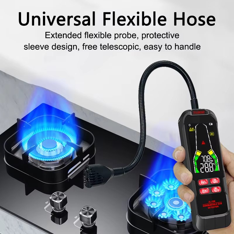 Rechargeable Gas Leak Detector, Combustible Gas Leak Tester with USB charging Cable Gooseneck Has Range 50 - 10000 ppm