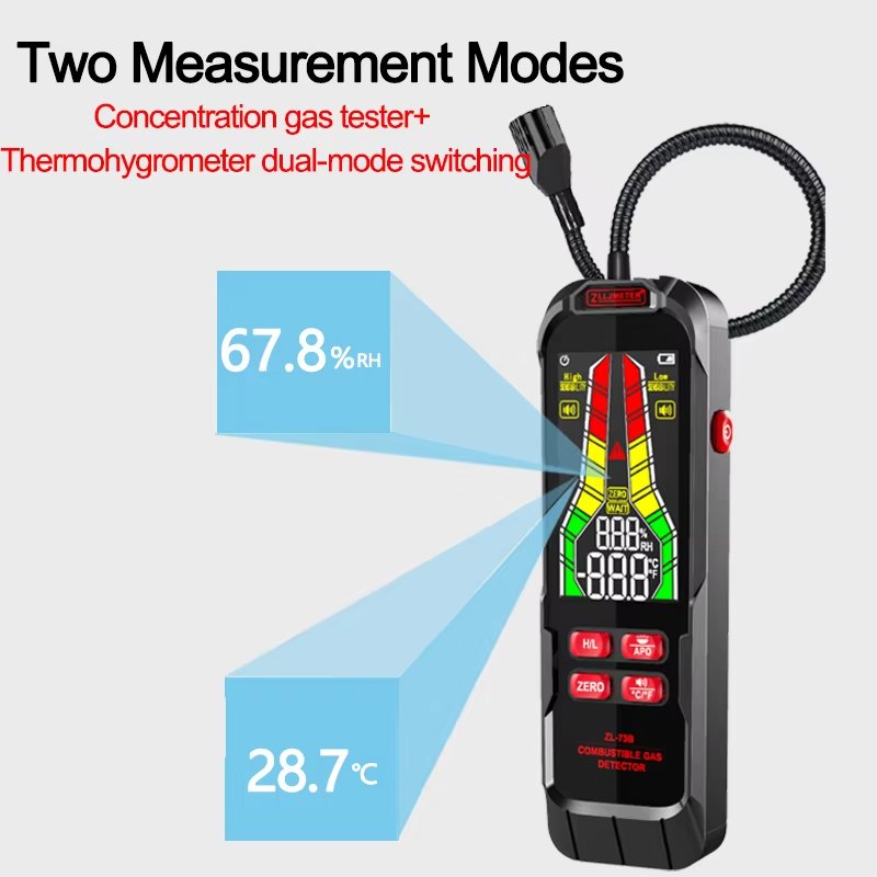 Rechargeable Gas Leak Detector, Combustible Gas Leak Tester with USB charging Cable Gooseneck Has Range 50 - 10000 ppm