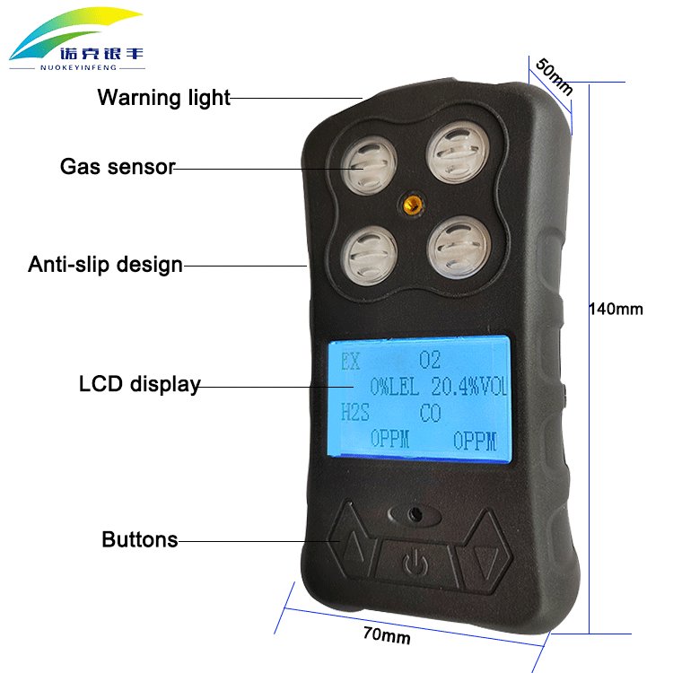 Ex Co H2s O2 High Definition LCD Display Portable Multi 4 In 1 Multi Gas Detector Biogas Analyzer
