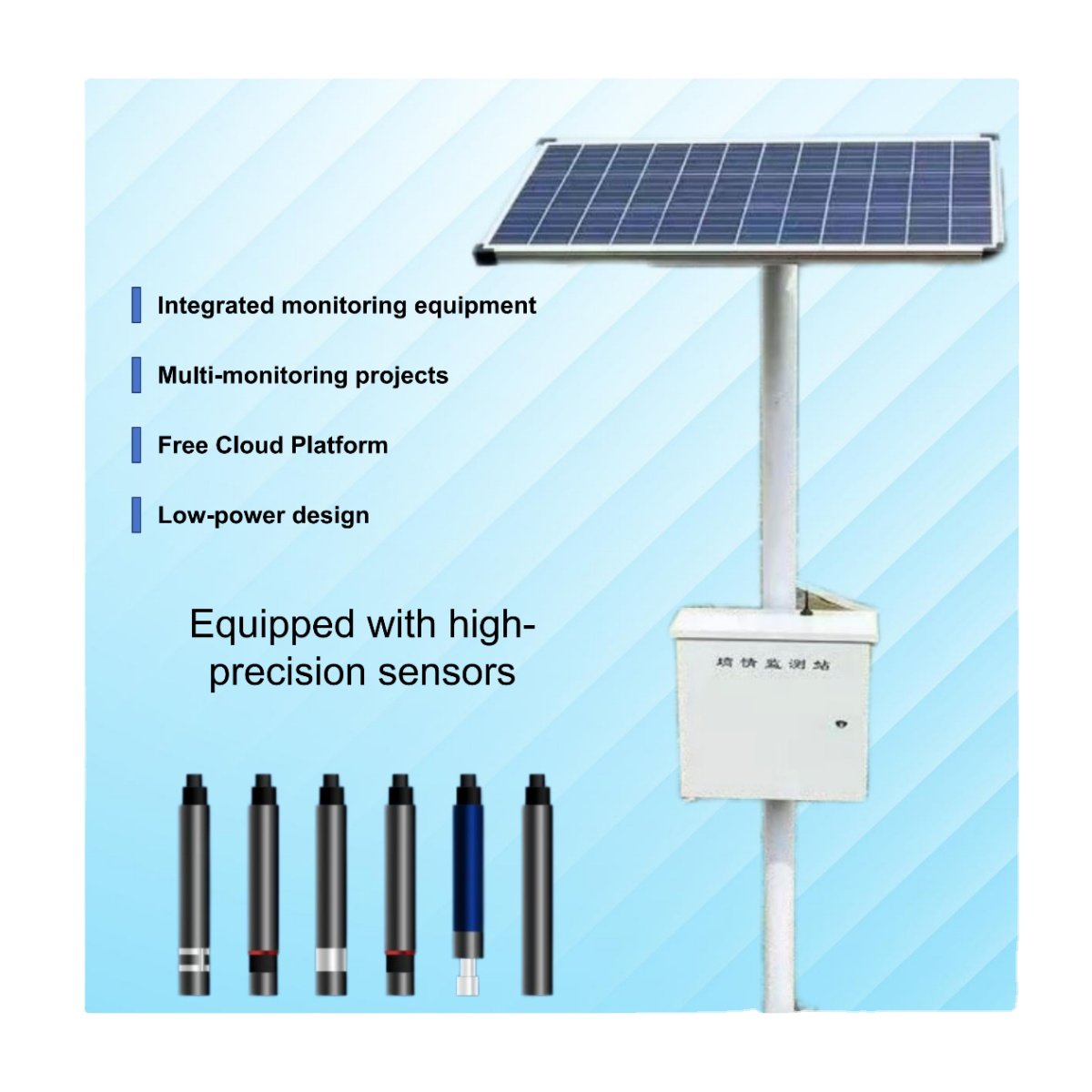 Readycome solar power multi-parameter durable water quality monitoring device with pole stand and high quality sensor