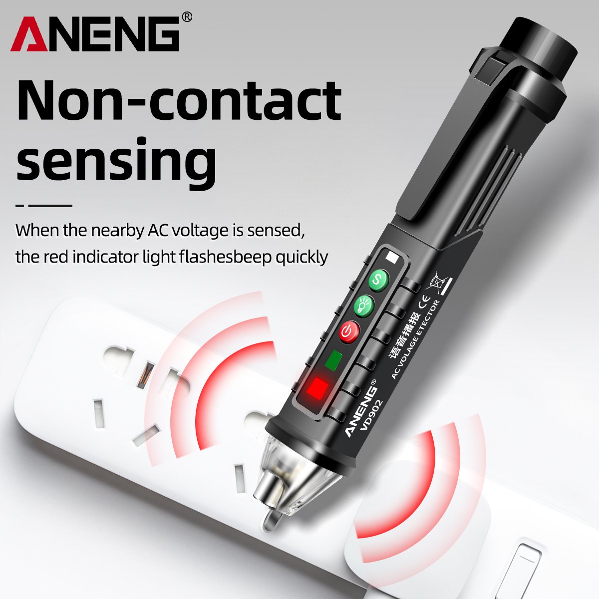 ANENG VD902 Digital Voltage Detectors Smart Non-Contact Voice broadcast test pen 12-1000V Infrared Laser Electric Sensor Tester