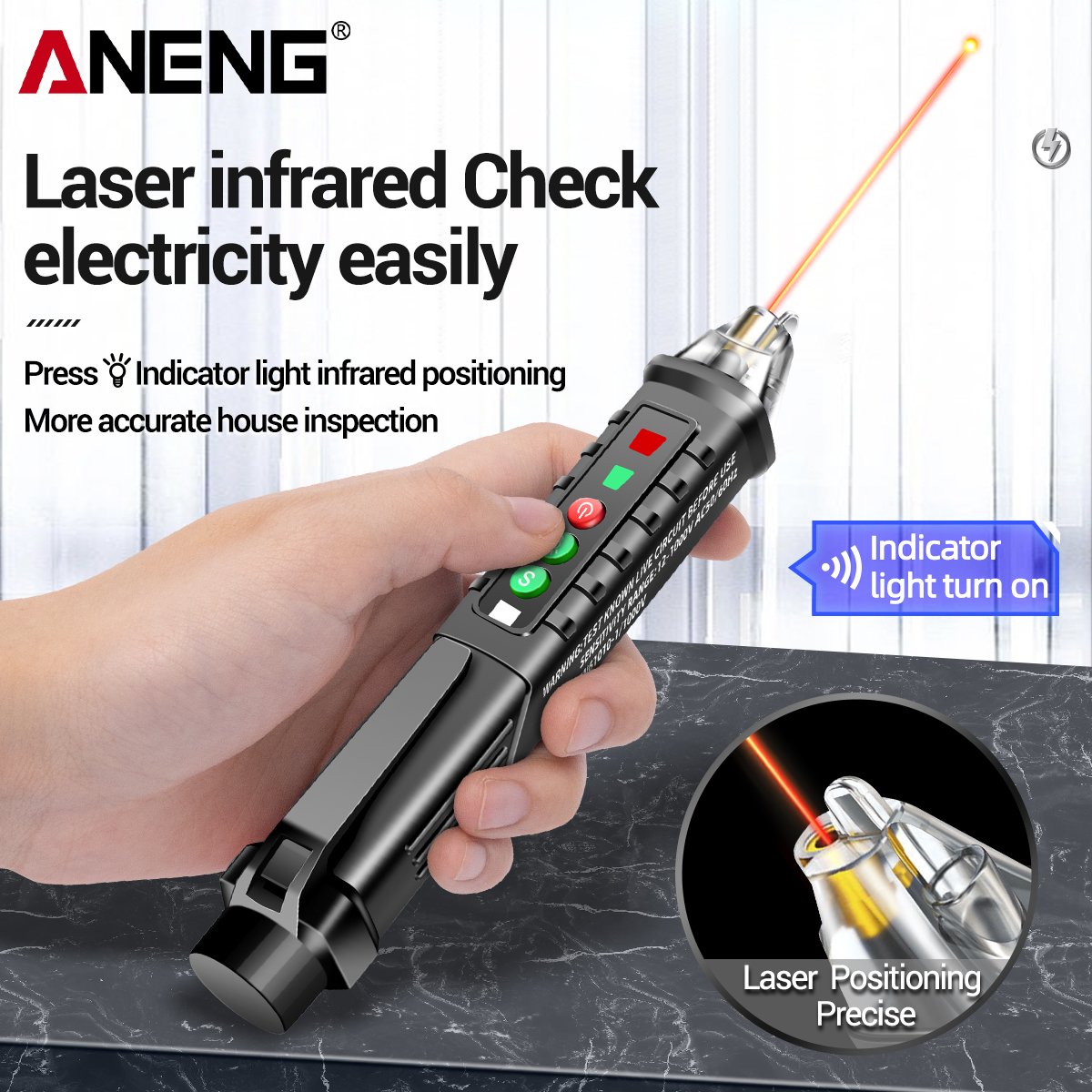 ANENG VD902 Digital Voltage Detectors Smart Non-Contact Voice broadcast test pen 12-1000V Infrared Laser Electric Sensor Tester