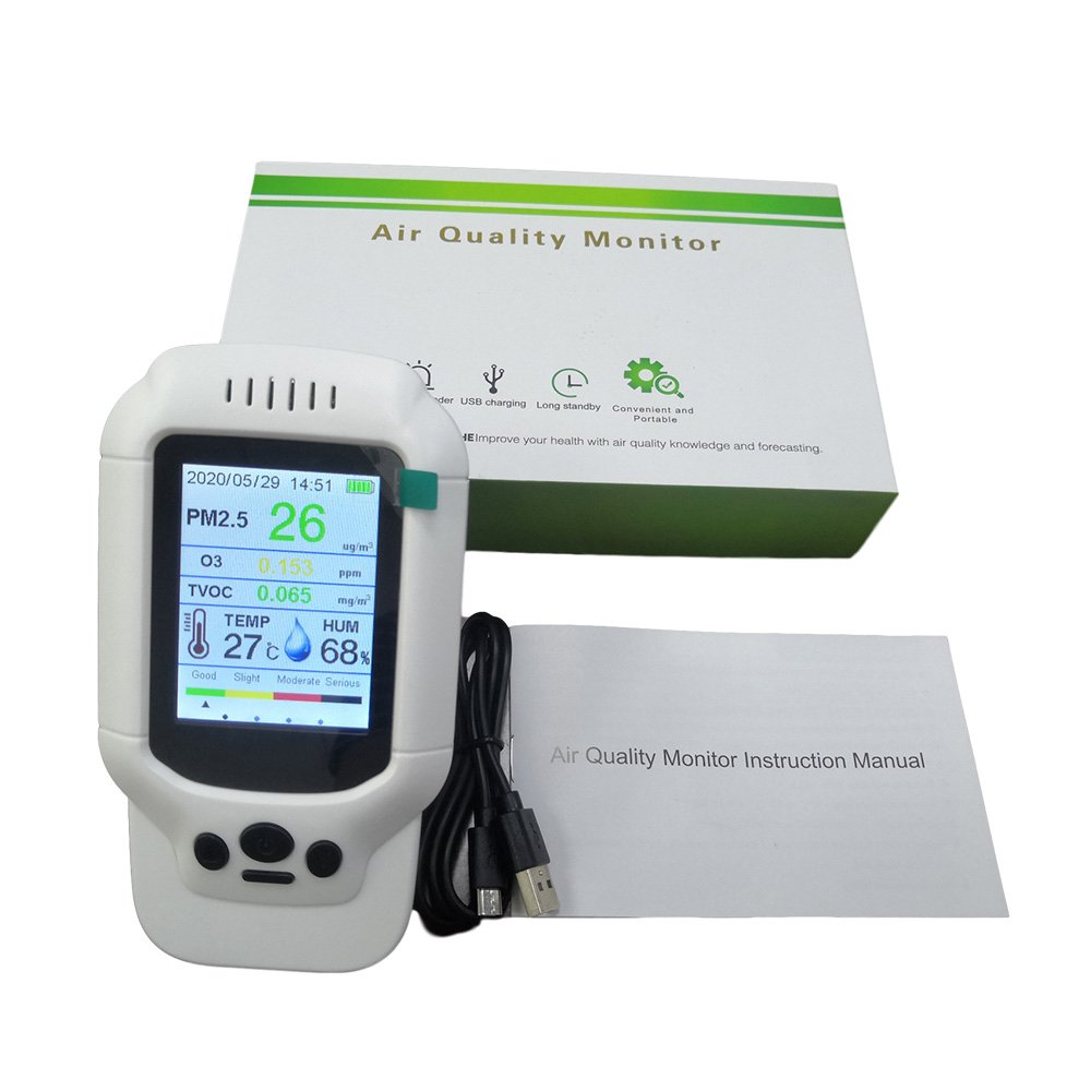 Portable Ozone Meter O3 Detector 0-5ppm Range O3 Tester Monitor Air Quality Detector TVOC PM2.5 Analyzer Sensor Gas Detector