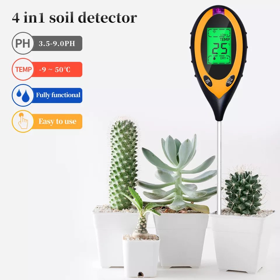 4 In 1 Soil Ph Meter Detector Digital Soil Ph Tester Plant Soil Moisture Meter For Gardening Indoor Outdoor