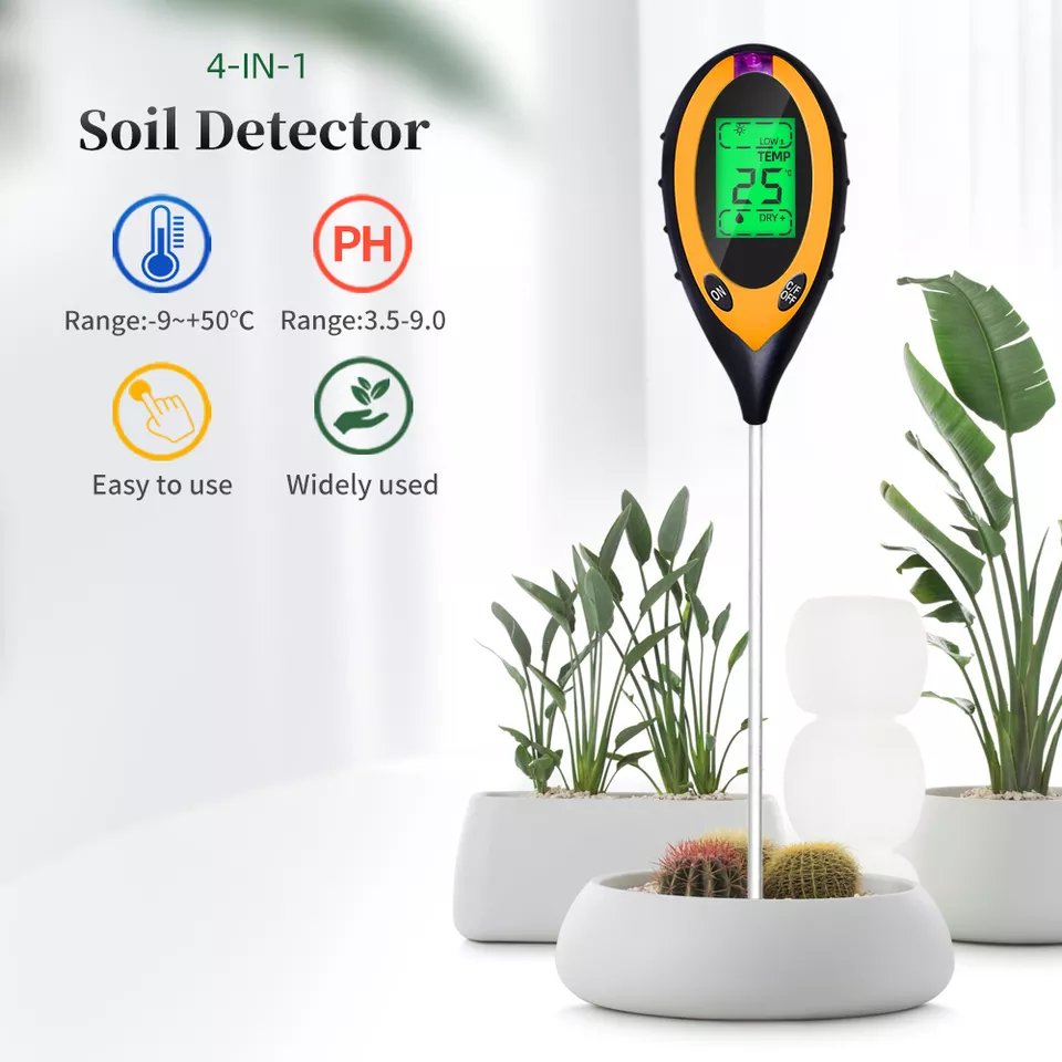 4 In 1 Soil Ph Meter Detector Digital Soil Ph Tester Plant Soil Moisture Meter For Gardening Indoor Outdoor