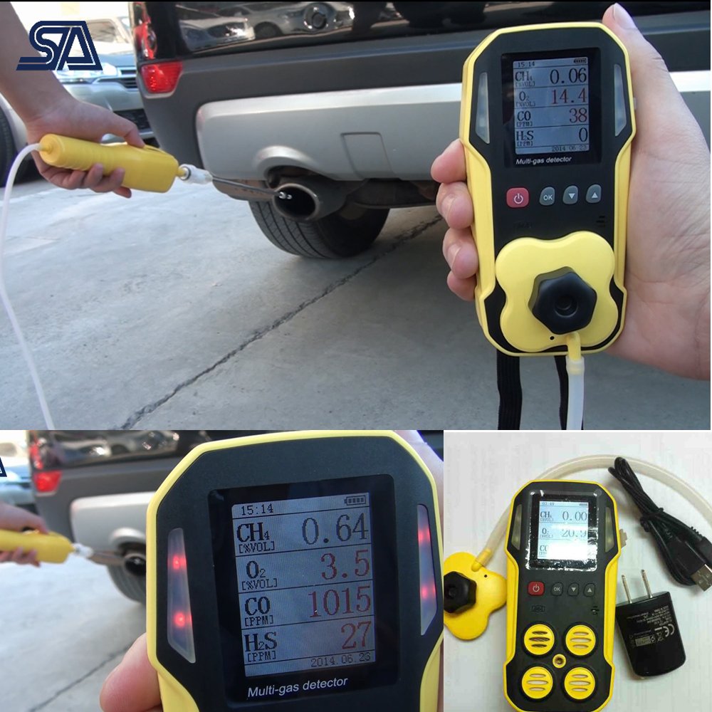 CH4 CO H2S O2 Gas detecting analyzer, Handheld industrial multi 4 gas detecting alarm explosive gas monitor