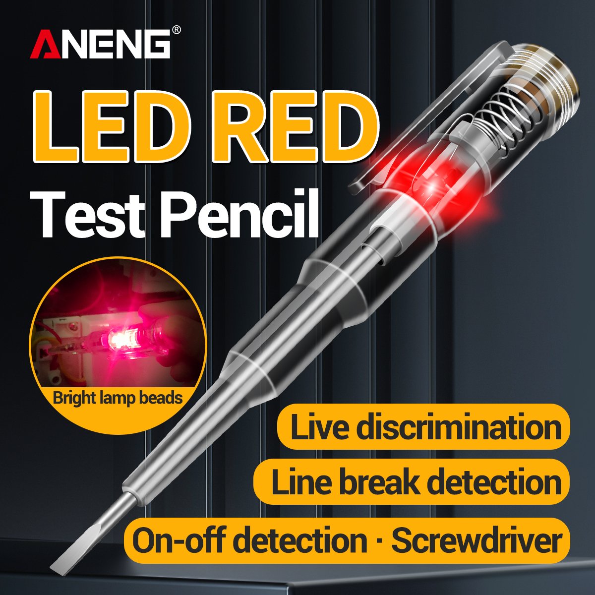 ANENG B09 AC/DC Plastic Induced Electric Screwdriver Probe With Indicator Light Voltage Meter Sensor Pen Detector Tester Tool