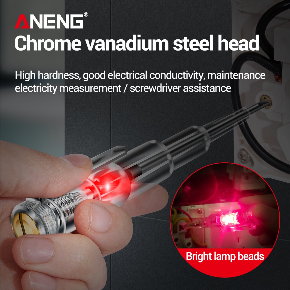 ANENG B09 AC/DC Plastic Induced Electric Screwdriver Probe With Indicator Light Voltage Meter Sensor Pen Detector Tester Tool