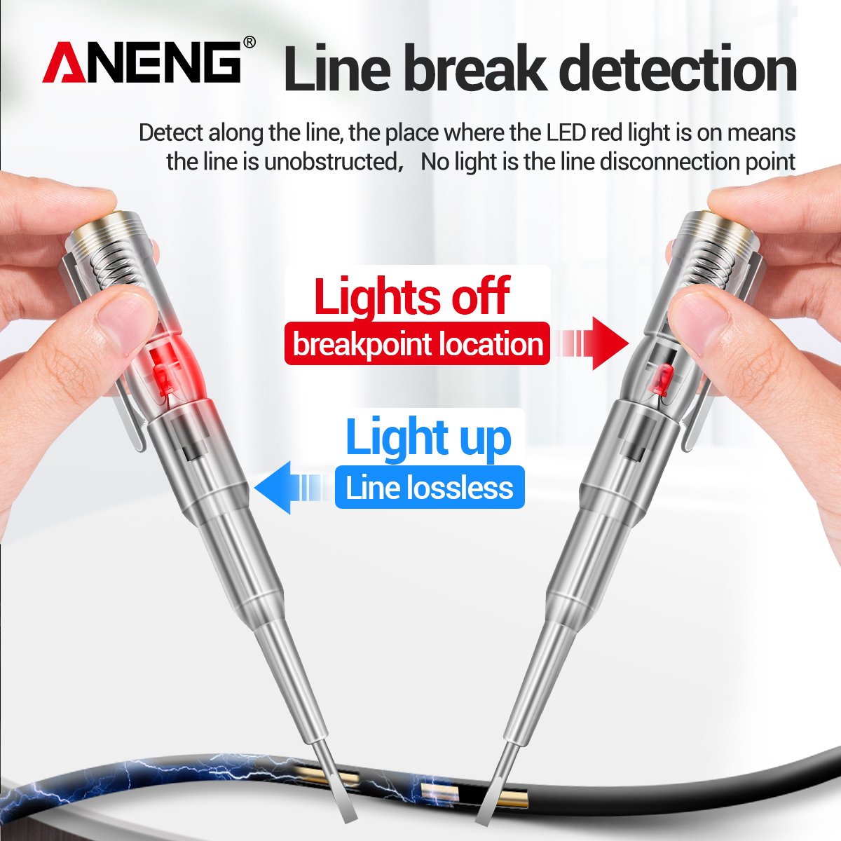 ANENG B09 AC/DC Plastic Induced Electric Screwdriver Probe With Indicator Light Voltage Meter Sensor Pen Detector Tester Tool