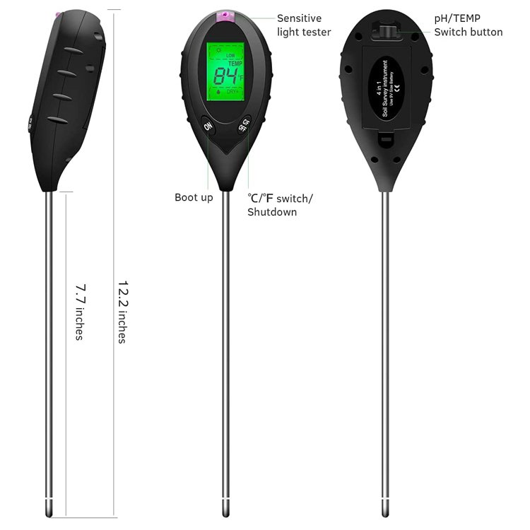 Garden pH Tester 4 in 1 Electronic Soil Tester High Quality Soil Moisture Meter