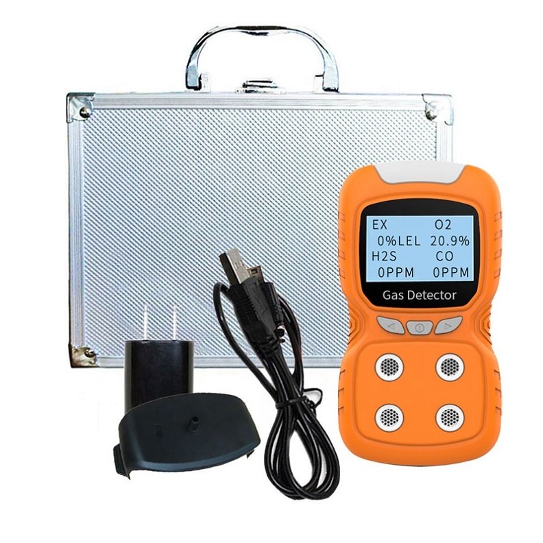 Portable 4 In 1 LCD Display H2S / O2 / CO / Ex Rechargeable Lithium Battery Operated Portable Multi Gas Detector
