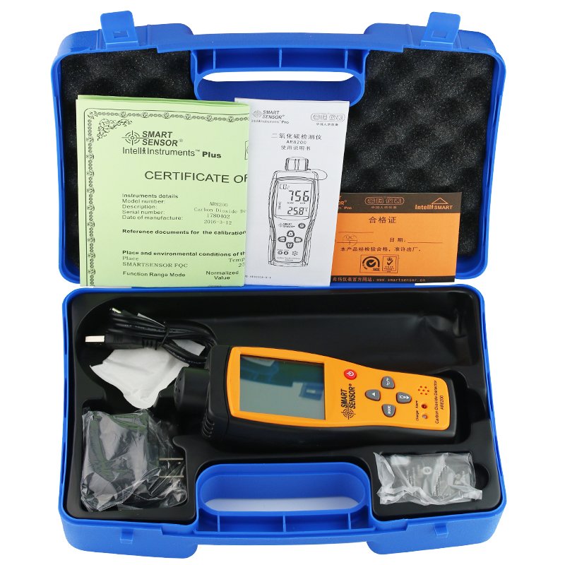 Professional Gas Analyzer CO2 Meter Monitor Gas Detector Carbon Dioxide Detector Indoor Air Quality Monitor CO2 Tester AR8200
