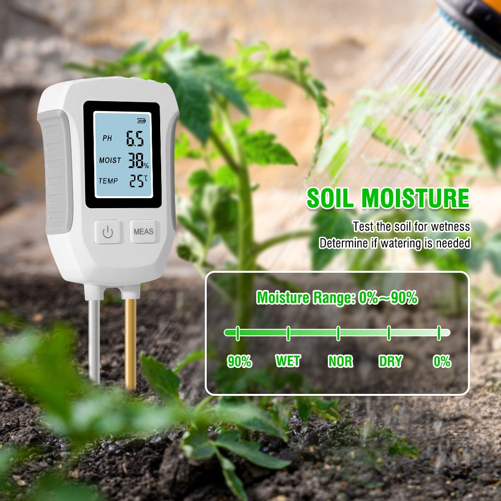 LCD Display Backlight 3 in 1 Garden Flowers Sensor Plants Acidity Humidity Detector PH Meter Soil Moisture Tester
