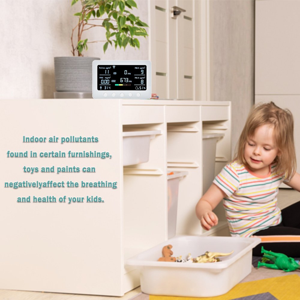Indoor Large LCD Display RS485 NDIR Sensor co/co2/Pollen PM2.5 tvoc 8 in1 gas tester Diffuser monitor CO2 Gas Leak Detector