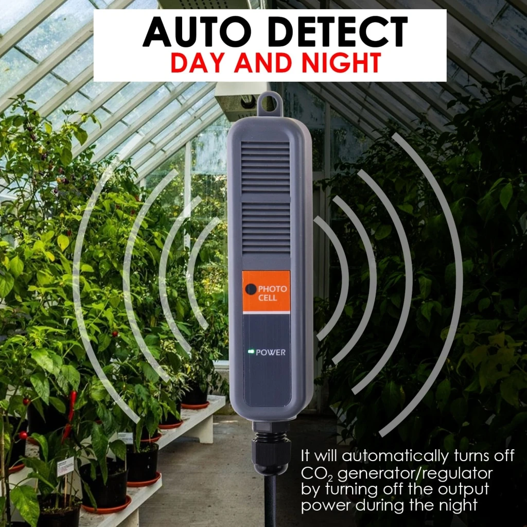 Greenhouse CO2 Controller w/ 4.5 Meters Remote CO2 Sensor Auto Detect Day Night Function Perfect for Grow Rooms, Home, Offices