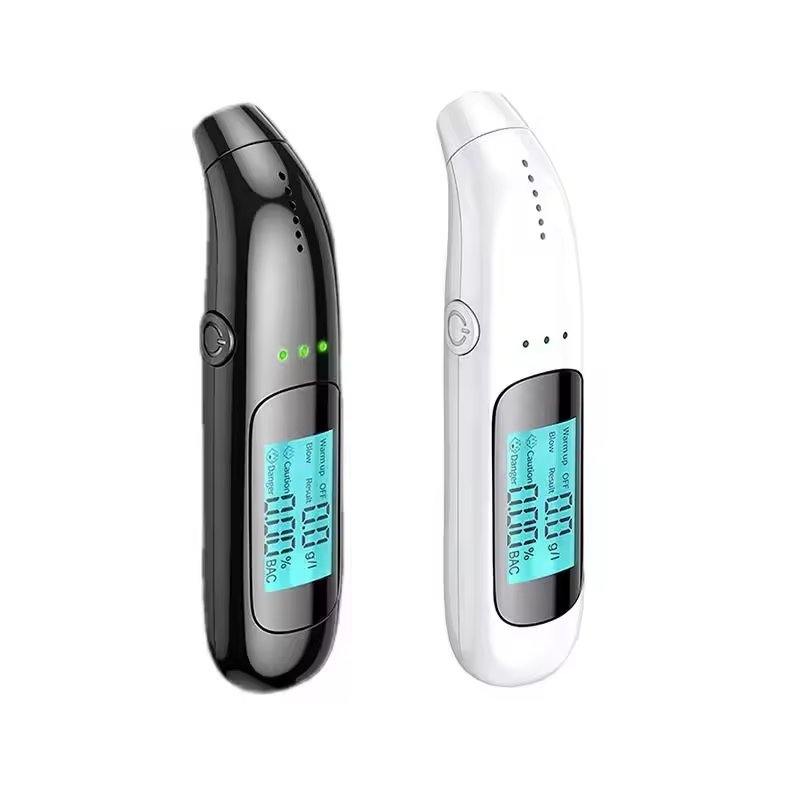 Customized LCD Display White Black Color Mini Breath analyzer semiconductor alcohol breath tester for Personal Testing