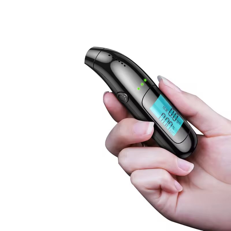Customized LCD Display White Black Color Mini Breath analyzer semiconductor alcohol breath tester for Personal Testing