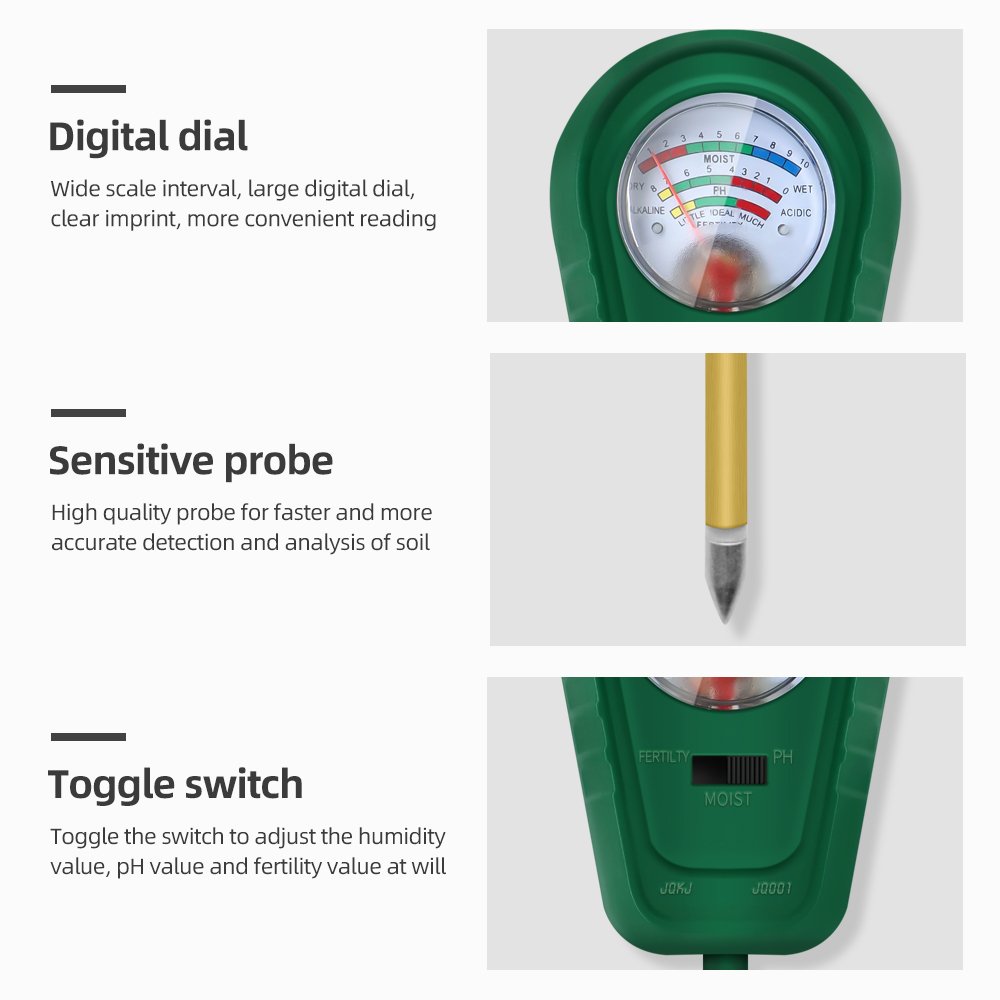 JQ001 Plants Acidity Humidity Gardening Flower Water Analyzer 3 in 1 Soil PH Fertlity Meter Detector Soil Moisture Sensor Meter