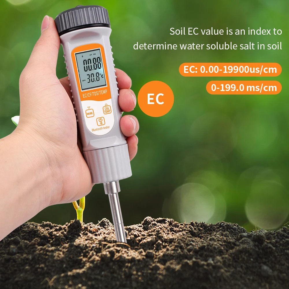 High Quality Multifunctional 4 in 1 Soil Detector High P recision TDS EC CF Temp Portable Blue tooth Soil Sensor Meter Tester